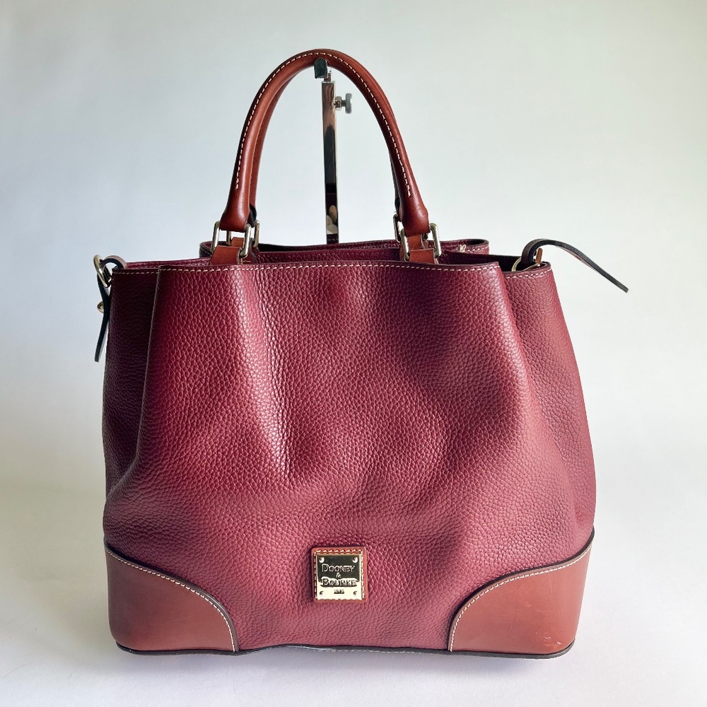 Dooney & Bourke Burgundy Tan Genuine Leather Handbag